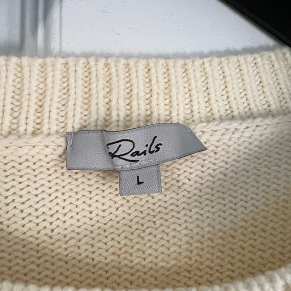 Rails Perci Stars Sweater size Large Off White Animal Print Stars Cream worn 1x - Picture 9 of 9